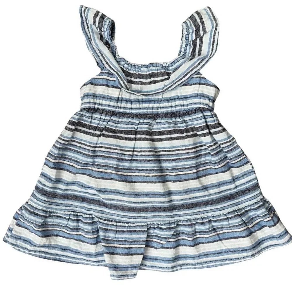 Gymboree NWT Baby Sandy Shores Collection Blue Stripe Ruffle Dress 0-3 Months